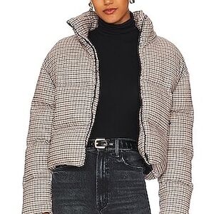 Line & Dot Rue Puffer Short Coat in Glencheck